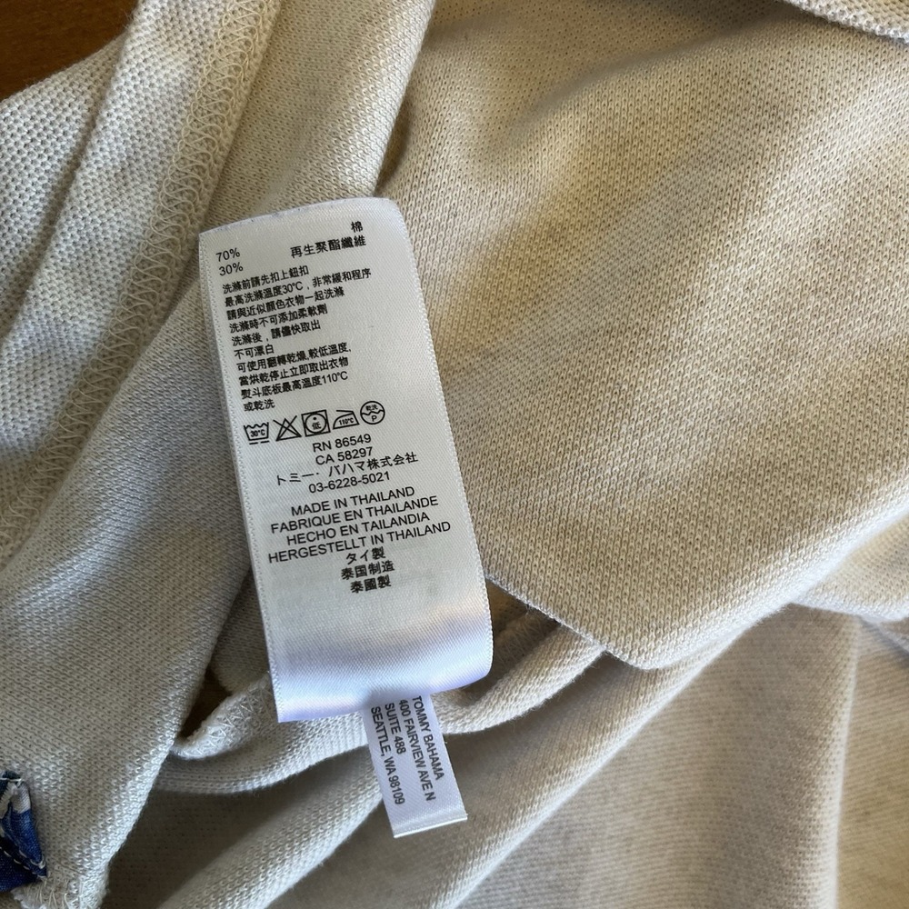 Tommy Bahama Shirt Mens XL Polo Long Sleeve Beige Islandzone Rugby Shirt - Picture 11 of 13